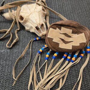 vintage boho festival ladies leather beaded small fringe bag